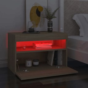 sonoma tölgyszínű éjjeliszekrény LED-lámpákkal 60x35x40 cm