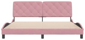 rózsaszín bársony ágykeret matrac nélkül 180 x 200 cm