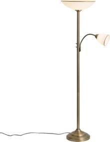 Klasszikus bronz állólámpa opálüveggel, 2 égős - Katarina