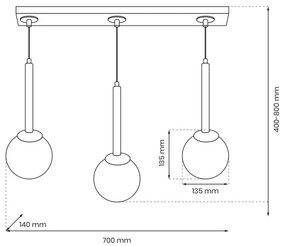 Csillár zsinóron PARMA 3xE14/40W/230V fekete