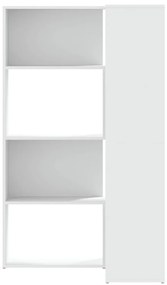 4 szintes fehér szerelt fa sarok könyvespolc 85 x 85 x 140 cm