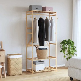 bambusz ruhaállvány polcokkal 80x40x175 cm