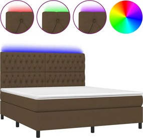 vidaXL barna szövet rugós és LED-es ágy matraccal 180 x 200 cm