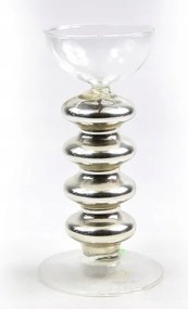 Ezüst színű üveg spirál gyertyatartó ajándékba