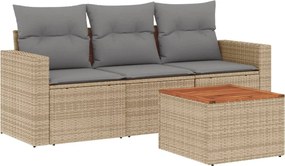 vidaXL 4 részes vegyes bézs polyrattan kerti ülőgarnitúra párnákkal