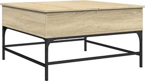 vidaXL sonoma tölgy szerelt fa és fém dohányzóasztal 80 x 80 x 45 cm