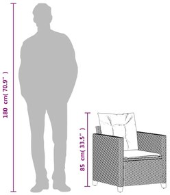 fekete polyrattan kerti szék párnákkal