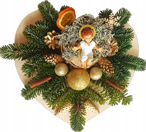 Adventi koszorú arany szív, dekoráció, karácsony [BN-S19]