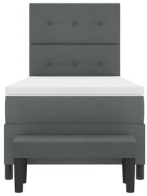 Box Spring ágy matraccal és paddal, sötétszürke, 90x190 cm, textil.