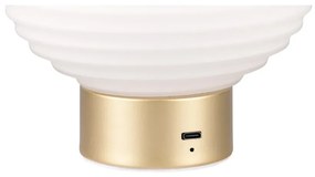 Fehér-aranyszínű LED dimmelhető asztali lámpa üveg búrával (magasság 14,5 cm) Earl – Trio