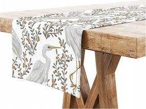 Asztalterítő 40x100 Dekoratív Finom Fehér Madarak Darvak 9736