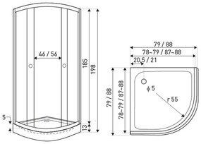 Leo 80 Black íves zuhanykabin zuhanytálcával