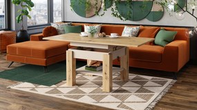 Mazzoni CLEO Artisan Tölgy/Bézs (Pezsgő) - NYITHATÓ/MAGASÍTHATÓ DOHÁNYZÓASZTAL ÉTKEZŐASZTAL ÉS DOHÁNYZÓASZTAL EGYBEN