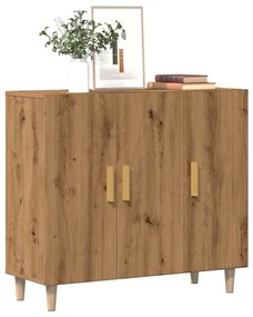 kézműves tölgy színű szerelt fa tálalószekrény 90 x 34 x 80 cm