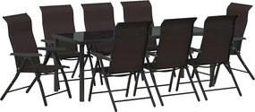 vidaXL Kert étkező szett 9 pcs Fekete Kávé Porszórt acél
