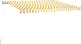 vidaXL sárga és fehér kézzel kihúzható napellenző 450 x 300 cm