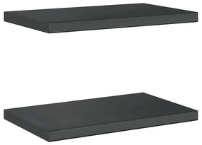 2 db fekete rozsdamentes acél fali polc 50 x 30 x 3 cm