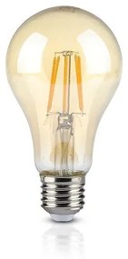 LED lámpa , égő , izzószálas hatás , filament , körte , E27 foglalat , 8 Watt , meleg fehér , borostyán sárga