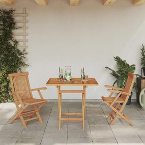 3 Darabos Összecsukható Kerti Bistro Szett Tömör Fa Akác