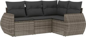 vidaXL 4 részes szürke polyrattan kerti ülőgarnitúra párnákkal