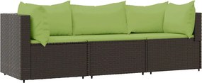 vidaXL 3 részes barna polyrattan kerti ülőgarnitúra párnával