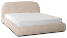 Bézs Bouclé Franciaágy Ágyneműtartóval. 160×200 ROSSO