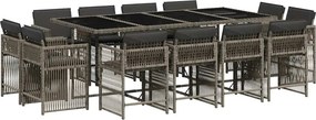 vidaXL 13 részes szürke polyrattan kerti ülőgarnitúra párnákkal