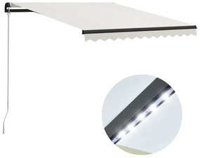 krémszínű kézzel kihúzható LED-es napellenző 300 x 250 cm