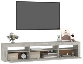 betonszürke TV-szekrény LED lámpákkal 195x35x40 cm
