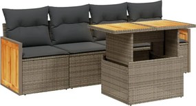 vidaXL 5 részes szürke polyrattan kerti ülőgarnitúra párnákkal