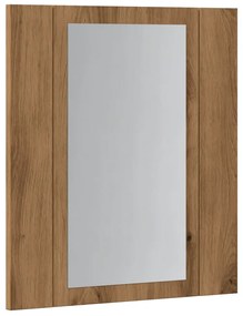 kézműves tölgy szerelt fa tükrös szekrény LED-del 40x12x45 cm