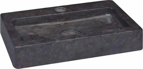 vidaXL fekete márvány falra szerelhető mosdókagyló 38 x 24 x 6,5 cm