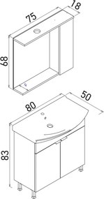 Purus mosdószekrény, 80 cm – TR785PNC1725