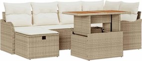 vidaXL Kerti Kanapé Szett 7 pcs Bézs polirattan