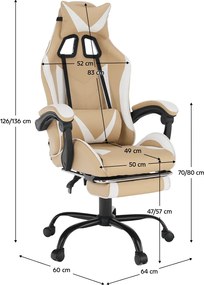 Irodai/gamer fotel, fekete/fehér/bézs, OZGE 2 NEW