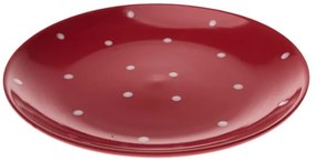 Pöttyös kerámia tányér piros alapon fehér