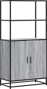 vidaXL Highboard szürke sonoma 68x35x139 cm gépelt fa és fém