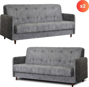Zestaw 2x Sofa Rozkładana TIVOLI Szara
