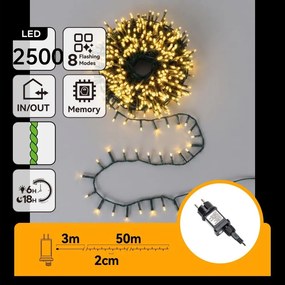 Aigostar - LED kültéri karácsonyi fényfüzér 2500xLED/8 funkciós 53m IP44 meleg fehér