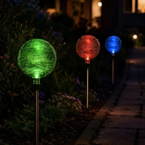 Kerti szoláris LED lámpa készlet – 3 db színváltó üveggömb
