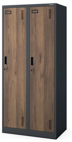 Négyrekeszes munkásszekrény, antracit/dió, 800x1800x500 mm: KACPER Eco Design
