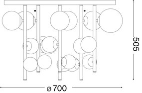 Ideal Lux - LED Csillár rúdon PERLAGE 18xG9/3W/230V átm. 70 cm fekete/füstös