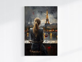 Poszter Nő Párizs Eiffel-torony Este Bor 40x60