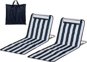 Outsunny összecsukható napozóágy párnával — 5 fokozatban állítható háttámla, hordtáskával, kertbe, nyaralásra, strandra és medencéhez, kék (2 darab) |