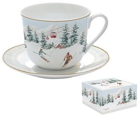 Karácsonyi porcelán nagy teás csésze díszdobozban Chalet