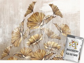 Fotótapéta Flizelina Fal Beton Arany Virágok Glamour Luxus 350x250 ragasztó