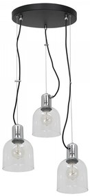 Csillár zsinóron BANCO 3xE27/60W/230V átlátszó kerek