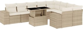 vidaXL 10 részes bézs polyrattan kerti ülőgarnitúra párnával