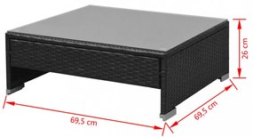 vidaXL 7 darabos fekete polyrattan kerti bútorszett napellenzővel