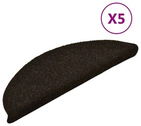 5 db sötétbarna tűlyukasztott öntapadó lépcsőszőnyeg 56x17x3 cm